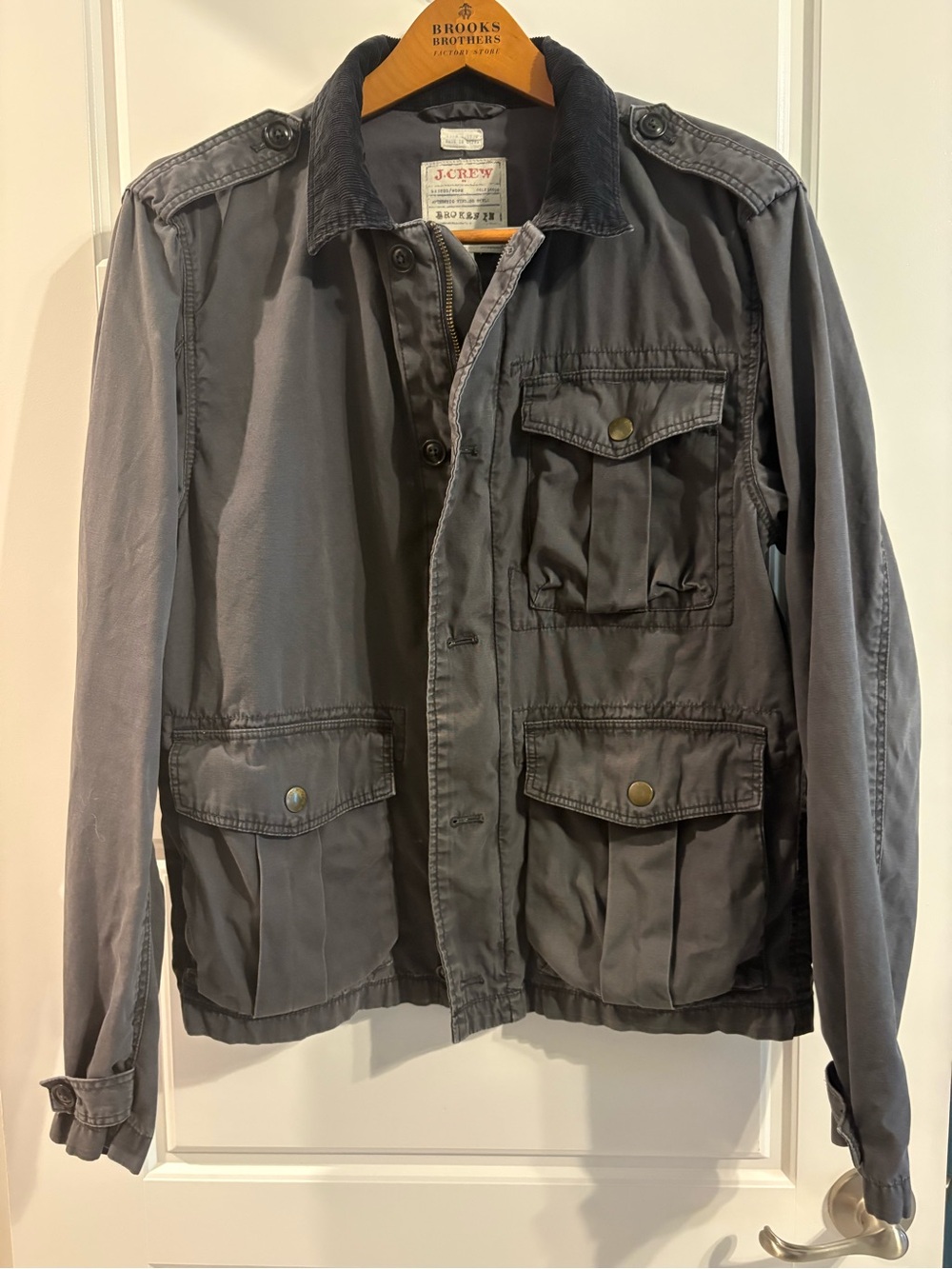 J.Crew Broken-In Field Jacket Womens M Gray Corduroy Collar Utility Coat